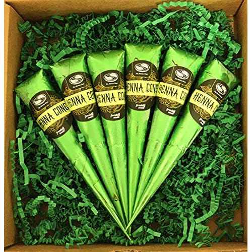 6 Pack of The Henna Guys 100% Natural Ready to Use Henna Cones For Redish Brown Hair Dye - Perfect for Spot hair coloring