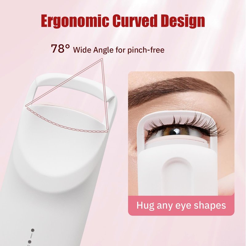 Upgrade Heated Eyelash Curler, Electric Eyelash Curler with 5s Fast Heating, Type-C Rechargeable, Portable Lash Curler, Long-Lasting Lash Lift, Natural Style, Heat-Sensitive Pad (White)