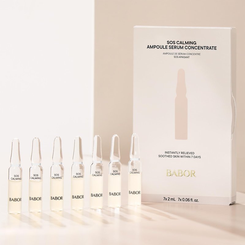 BABOR SOS Calming Ampoule Serum Concentrates, Soothing Serum to Treat Irritated Skin, Reduce Redness and Strengthen Skin Barrier, 7 Day Treatment