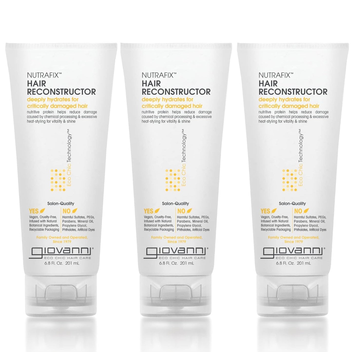 GIOVANNI Nutrafix Hair Reconstructor - Moisturizing Repair for Damaged Hair, Infused with Natural Botanical Ingredients, Encourages Thickness & Volume, Color Safe, Salon Quality - 6.8 oz (3 Pack)