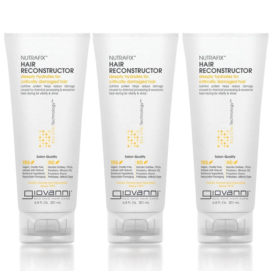 GIOVANNI Nutrafix Hair Reconstructor - Moisturizing Repair for Damaged Hair, Infused with Natural Botanical Ingredients, Encourages Thickness & Volume, Color Safe, Salon Quality - 6.8 oz (3 Pack)