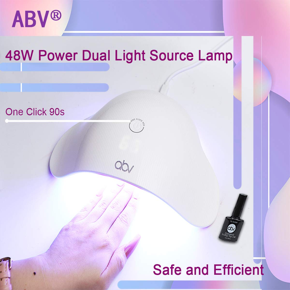 ABV Gel Nail Polish Kit - 12 Colors with 48W UV LED Nail Lamp | Soak Off Base & Top Coat, Nail Art Tools for Home Use