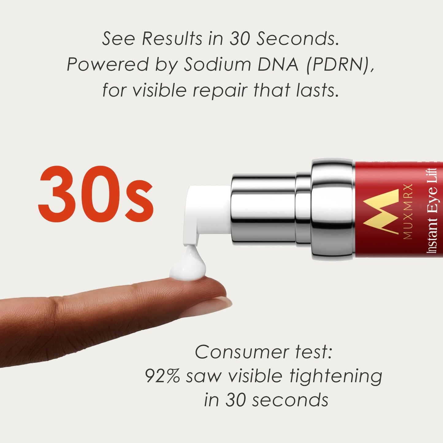 Muxmrx 30S Instant Eye Lift Cream | Temporary Eye Tightener | Smooths Wrinkles, Puffy Eyes & Eye Bags | Dual-Action Firming | PDRN Formula for Long-Term Repair, Korean Skincare, 0.71 Fl Oz