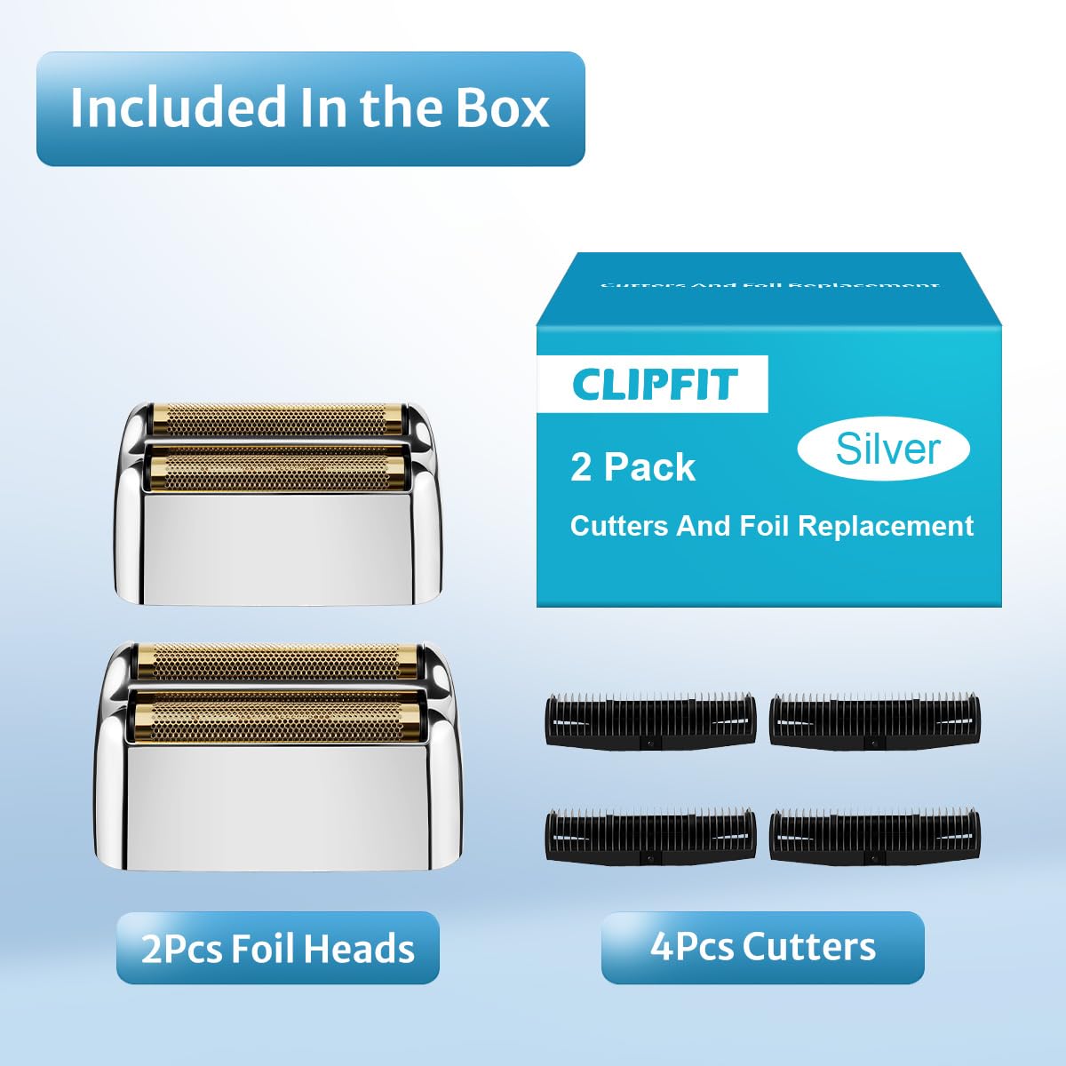 FXFS2 Foil Shaver Replacement Foil Compatible with Babyliss Foil Shaver FXFS2, Silver Color, 2Pack
