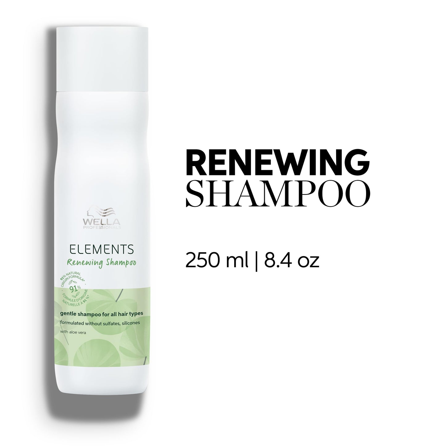 Wella Professionals Elements Renewing Shampoo with Aloe Vera | Gentle for All Hair Types | Without Sulfate & Silicone | 8.4 Fl Oz