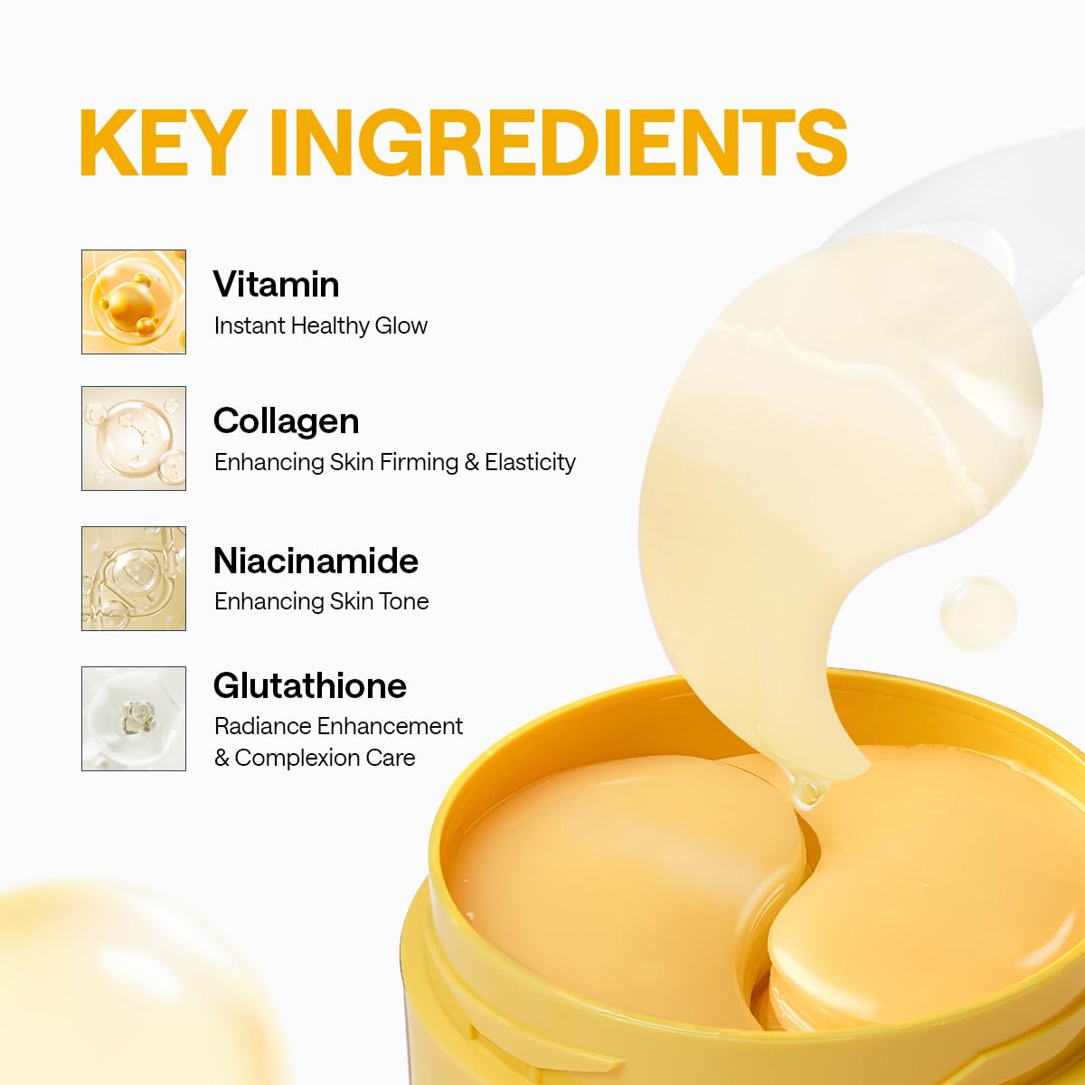 MEDIHEAL Vita Collagen Under Eye Patches - Korean Hydrogel Eye Pads (60 patches) with 7 Vitamin & 5 Micro Collagen - Improves Puffy Eyes & Provides Healthy Glow - Moisturizing & Non Irritating