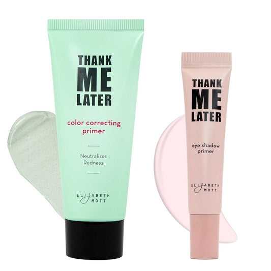 Elizabeth Mott Thank Me Later Color Correcting & Eye Primer Duo – Face Primer with Niacinamide to Neutralize Facial Redness & Eye Primer for Long-Lasting, Crease-Free Eyeshadow – 30g & 10g