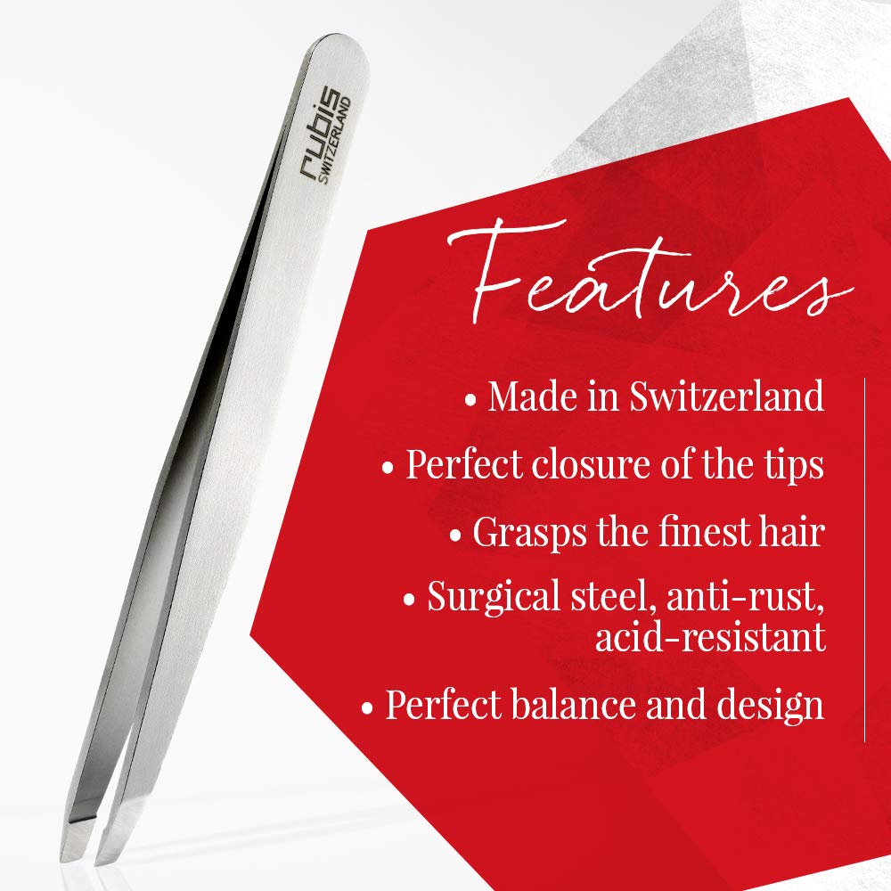 Rubis Switzerland Slanted Tip Tweezer-Silver