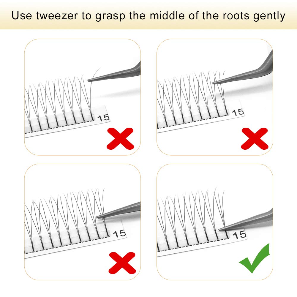 Premade Fans Eyelash Extensions 4D-C-0.10-16 Long Stem Premade Volume Eyelash Extensions .07 .10 Premade Volume Fans C D Curl(4D-C-0.10,16 mm)