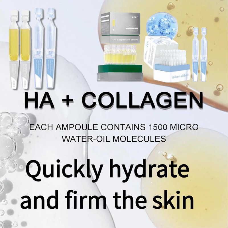 Hydrating and Skin Repair, Ultra Hydrating Serum 5% 4D Hyaluronic Acid 30pcs+Emergency Repair Firming Oil-Suspension Serum by KOEC