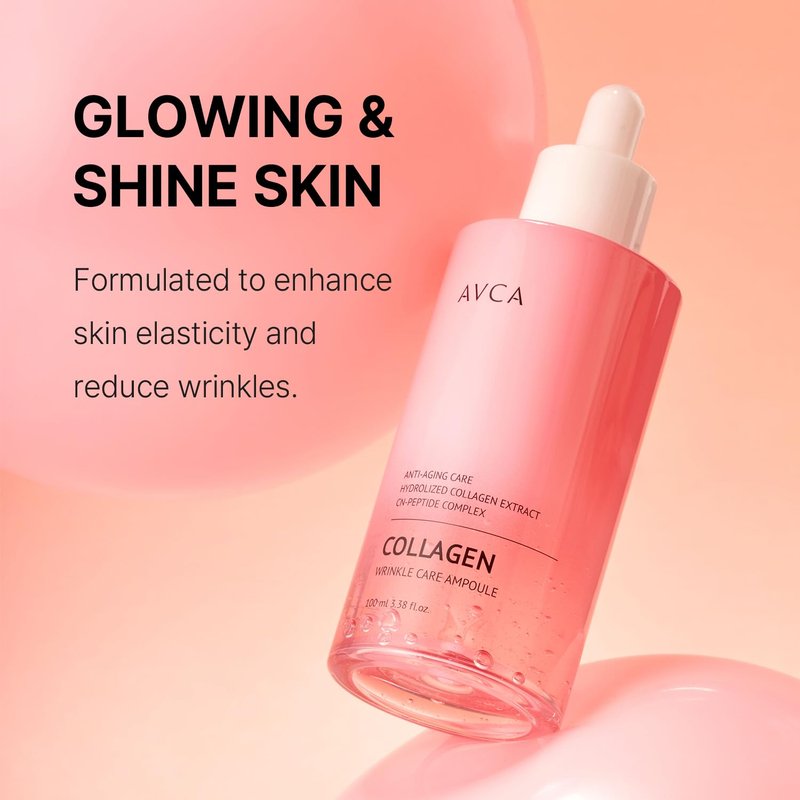 AVCA Collagen & Multi-Peptide Firming Serum 100ml (3.38 fl oz) – Elasticity-Boosting, Deep Hydration Facial Care | Korean Skincare