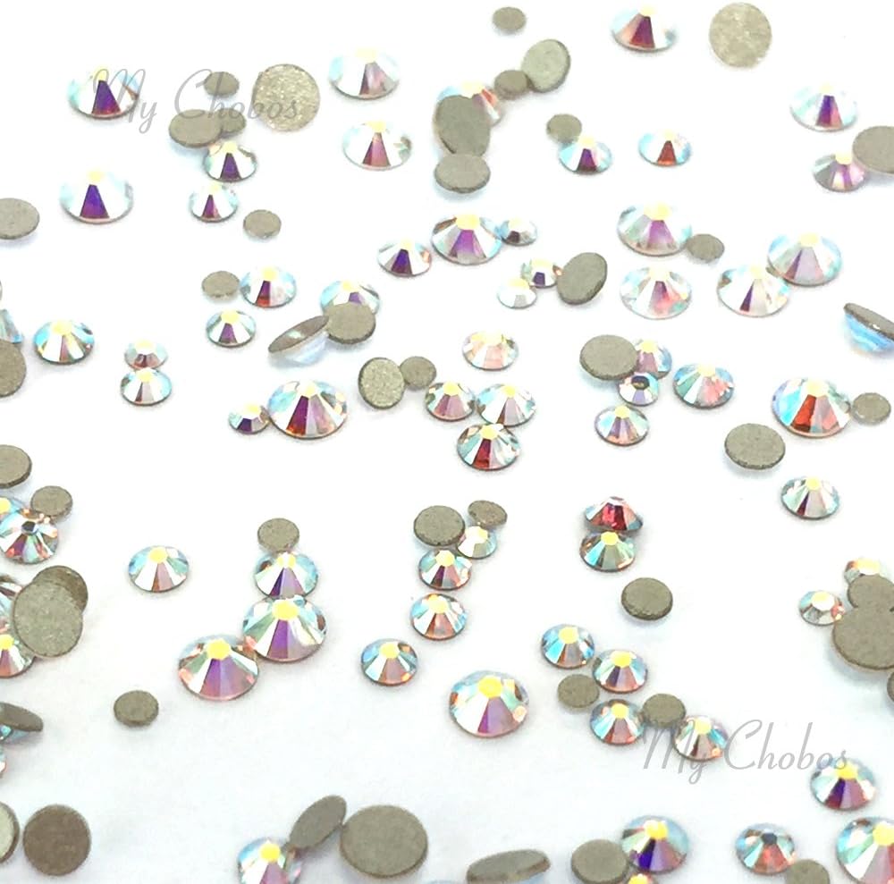 Crystal AB Rhinestones - Mixed Sizes Swarovski 2058 Flatbacks for Nail Art | 144 Pcs No-Hotfix