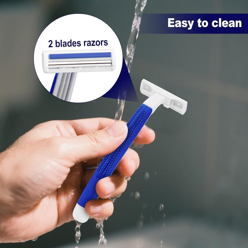 Twin Blade Disposable Razors - Individually Wrapped for Travel & Hotels | 50 Pack with Safety Cap & Shaving Cream