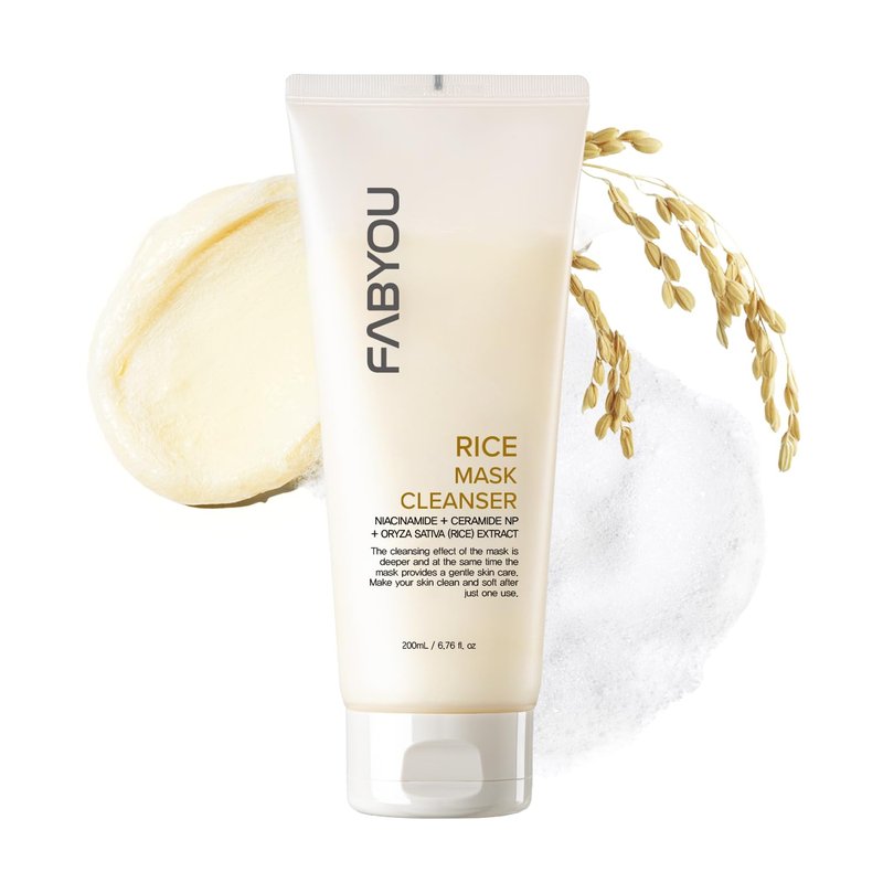 Rice Mask Cleanser 6.76 fl oz - Glow-Boosting & Hydrating Face Wash with Jeju Rice & Natto Gum, Gentle Exfoliating Daily Foam Cleanser, Deep Pore Cleansing, Non-Irritating- Korean Skin Care