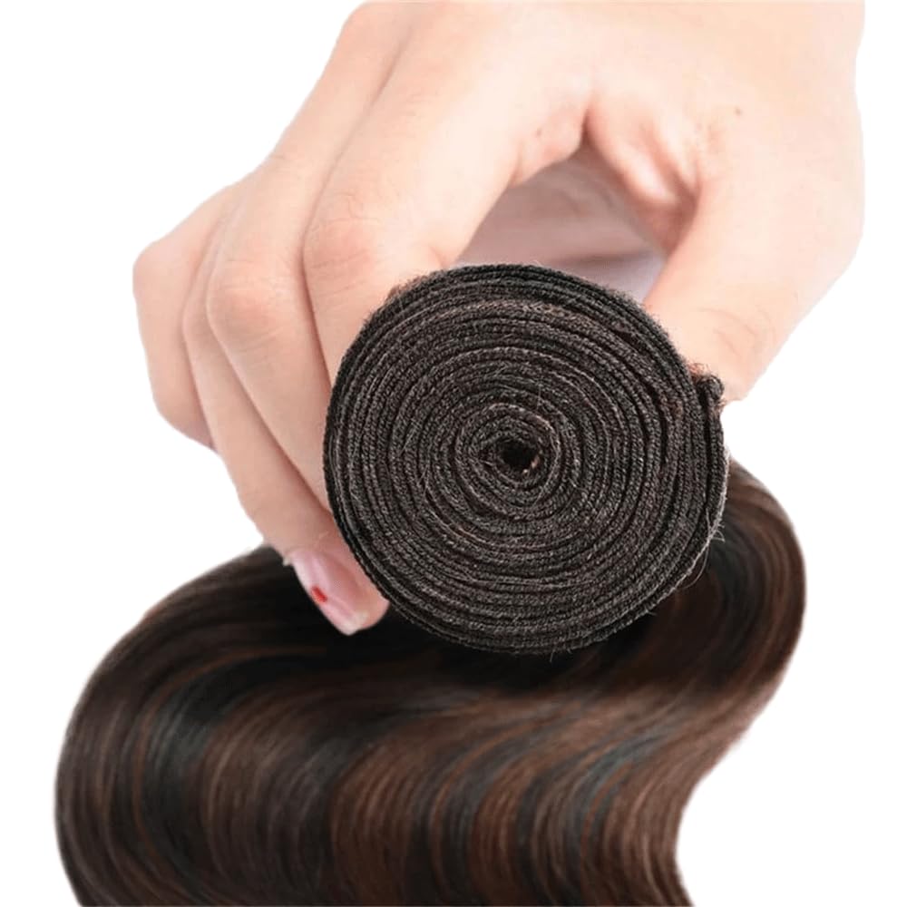 Straight Human Hair Bundle - Ombre Brown Two-Tone 18 Inch Extensions | Breezy Color Mix