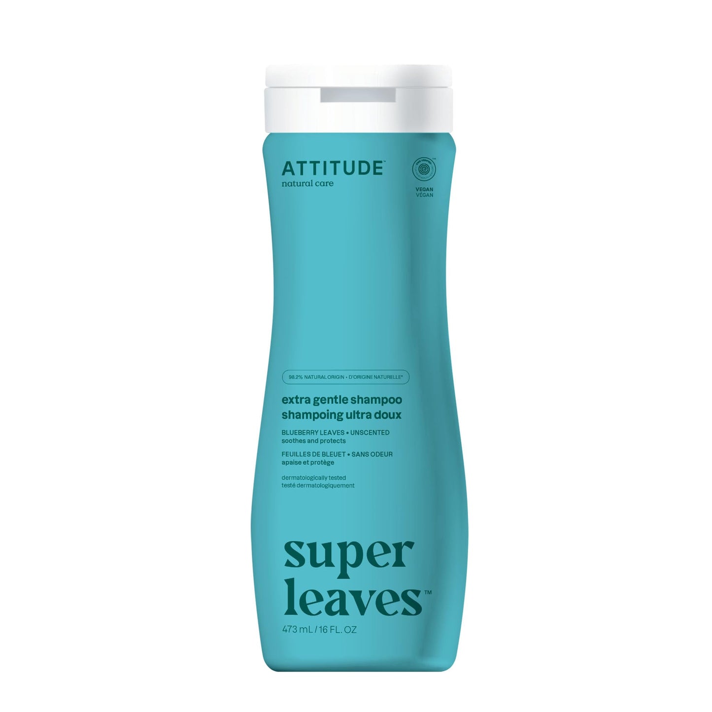 ATTITUDE Extra Gentle Hair Shampoo, EWG Verified, Soothes Dry Scalp, Naturally Derived Ingredients, Vegan and Plant Based, Unscented, 16 Fl Oz