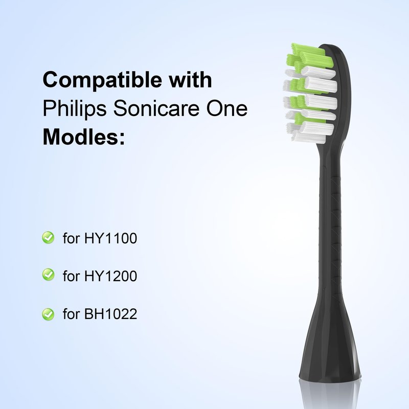 Feihead Replacement Toothbrush Heads Compatible with Philips Sonicare One Electric Toothbrush，Brush Head 10 Pack for HY1100 for HY1200 for BH1022,5black+5white