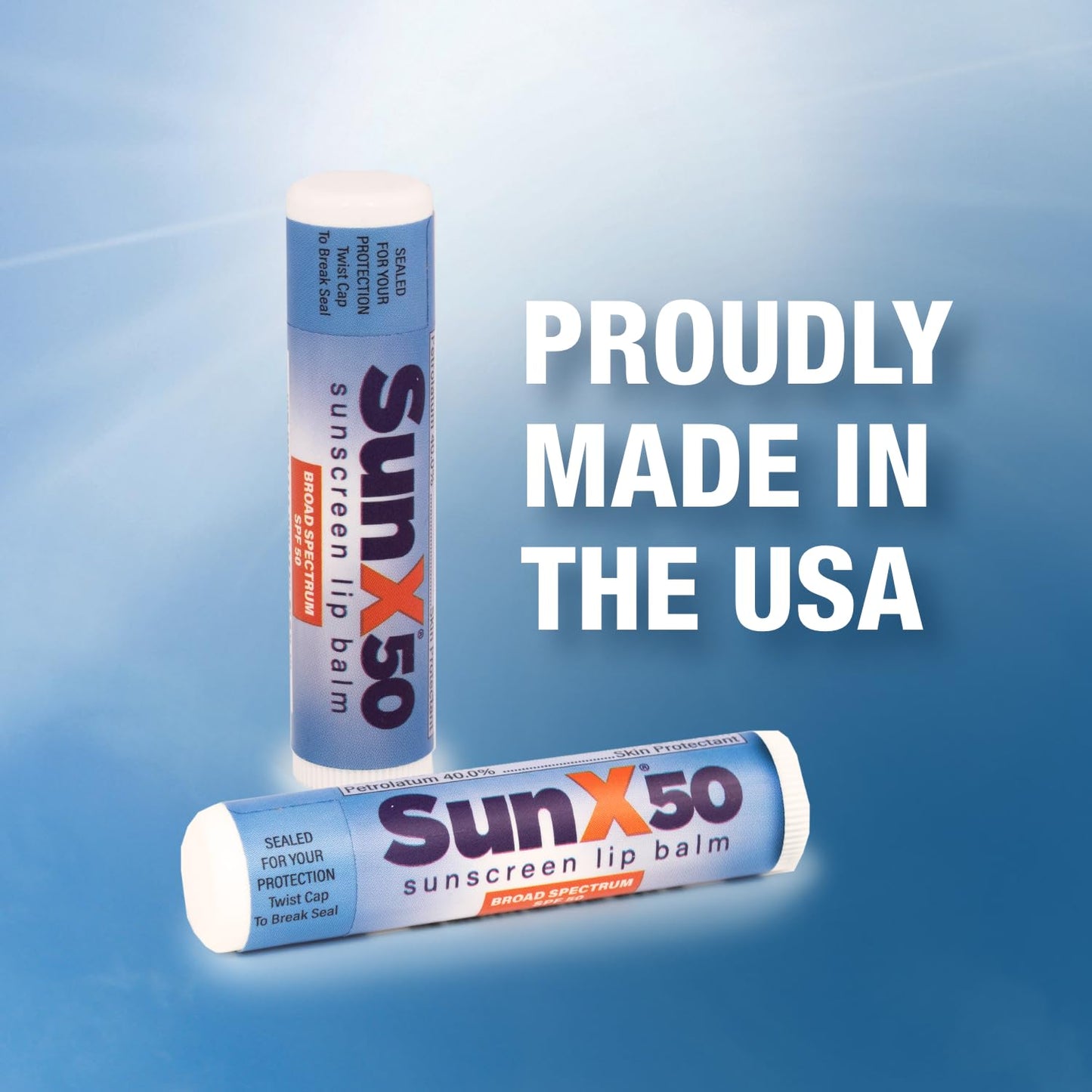 CoreTex Sun X 50 Lip Balm SPF 50 with Resealable Travel Bag - Pack of 15 Sunscreen Lip Balms (Protects Against UVA/UVB Rays) - Water Resistant Up to 80 Minutes and Free of Parabens & Oxybenzone