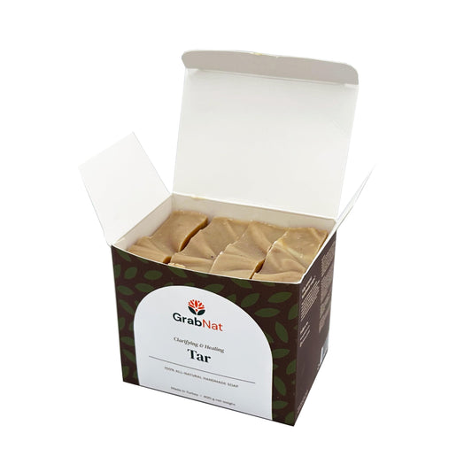 GrabNat 4-Pack Tar Soap | Handmade, All-Natural, Cold-Processed, Plant-Based | Cleansing for Face & Body | Suitable for All Skin Types (4 x100grams / 4 x 3.5oz)