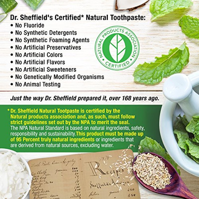 Dr. Sheffield¡¯s Certified Natural Toothpaste (Extra-Whitening) - Great Tasting, Fluoride Free Toothpaste/Freshen Your Breath, Whiten Your Teeth, Reduce Plaque (2-Pack)