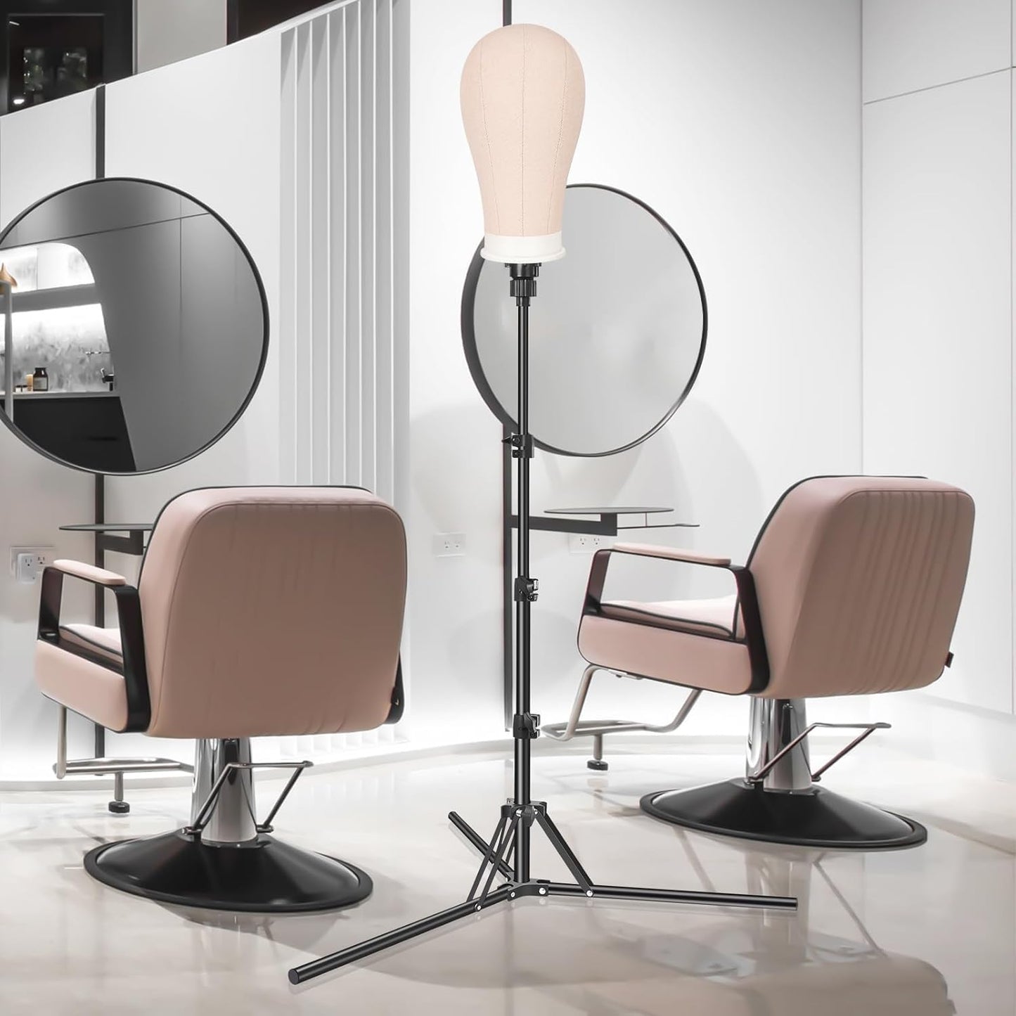 Pet Baby Mannequin Head Stand, Adjustable Wig Stand, Reinforced Metal Mannequin Head Stand for Cosmetology Hairdressing Training, 2PCS