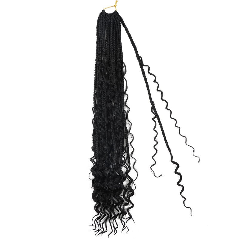 LMZIM 24 Inch Bohemian Goddess Box Braids Crochet Hair Extensions 8 Packs boho crochet braids,Crochet Hair for Black Women 1b