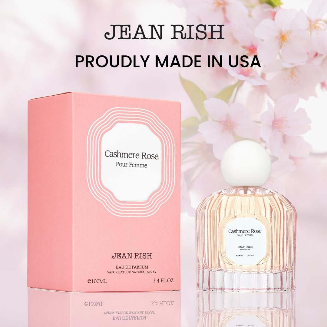 Jean Rish Cashmere Rose Perfume for Women - Long-Lasting Eau De Parfum | Rose & Musk Scent - 100ml / 3.4 oz