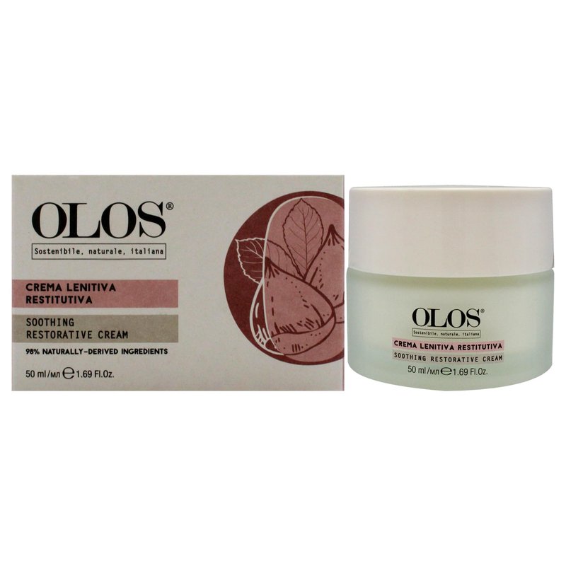 Olos Soothing Restorative Cream - Face Moisturizer - Face Lotion for Stress Signs and Redness - Face Cream with Aloe, Macadamia, Avocado Oil - 1.7 oz