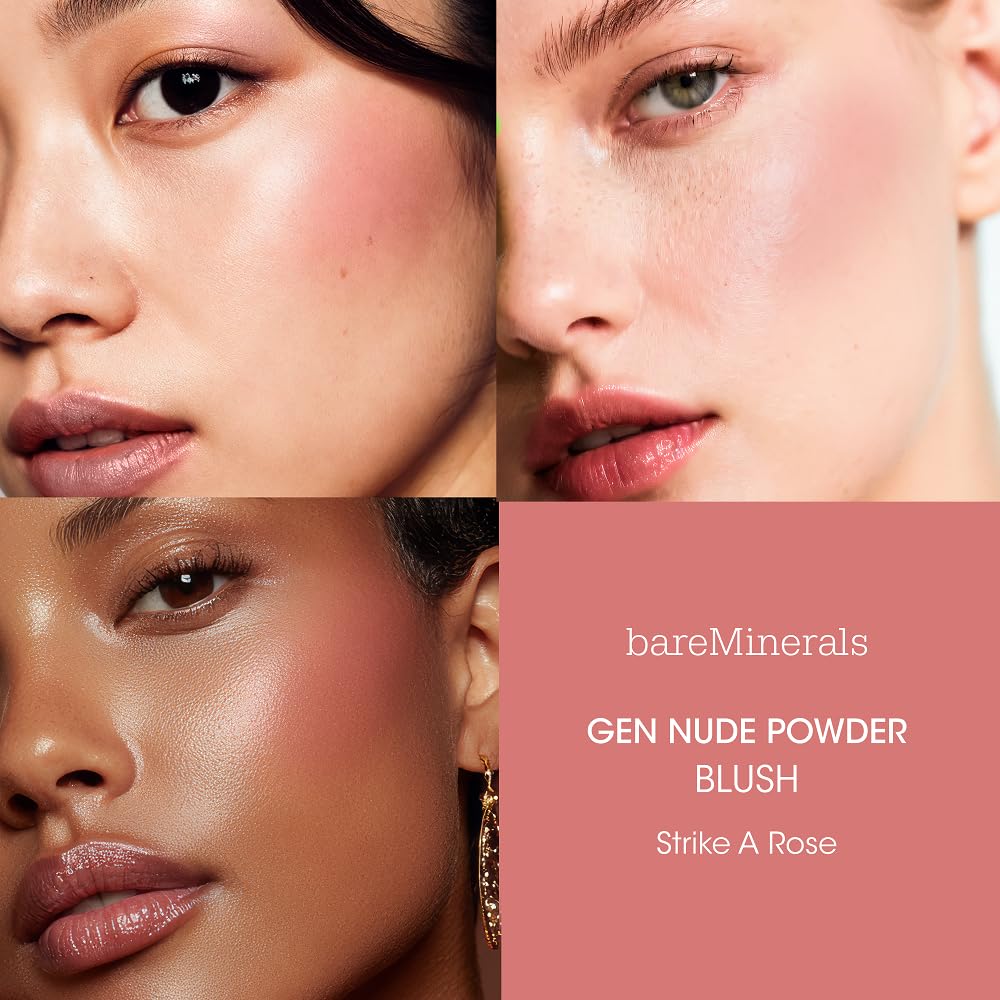 bareMinerals Gen Nude Powder Blush, Strike A Rose, Vegan, Cruelty-Free & Dermatologist-Tested
