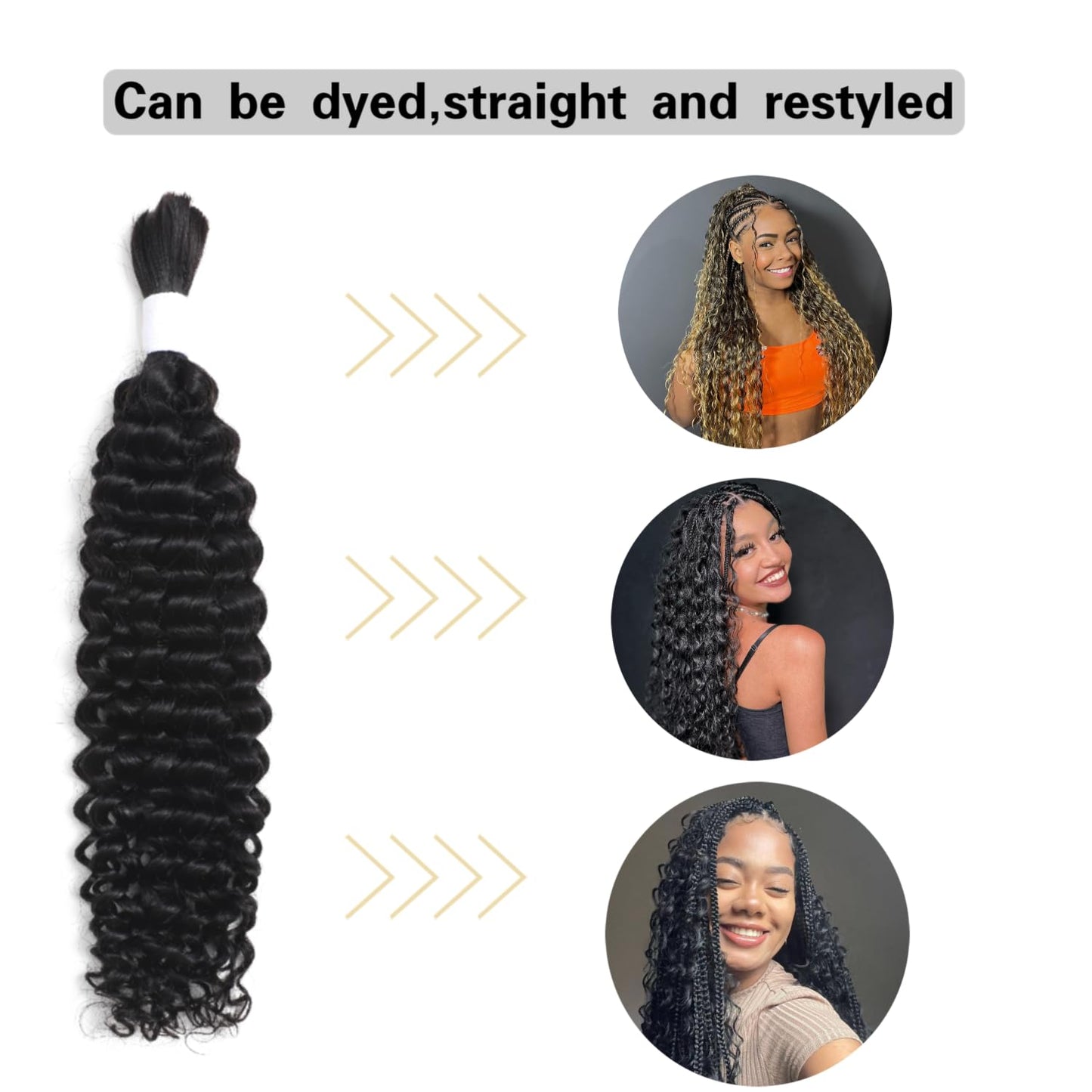 Human Braiding Hair for Boho Braids 1 Bundle 50g 28Inch Water Wave Human Hair Braiding Hair 12A Brazilian Virgin No Weft Hair Extensions for Bohemian Knotless Braids Bulk Human Hair for Braiding