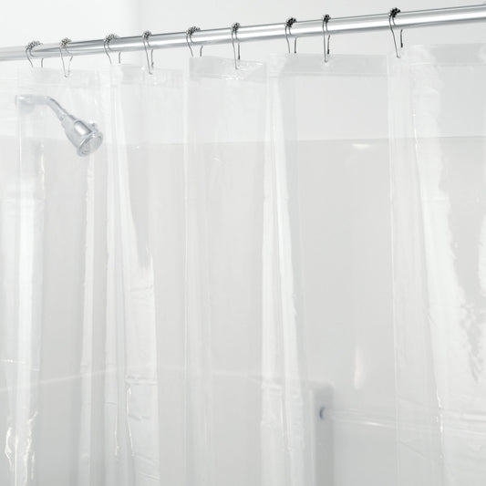 iDesign Vinyl Shower Liner, PVC-Free Curtain with Magnets for Master, Guest, Kids' Bathroom, Bathtub, Long, Clear