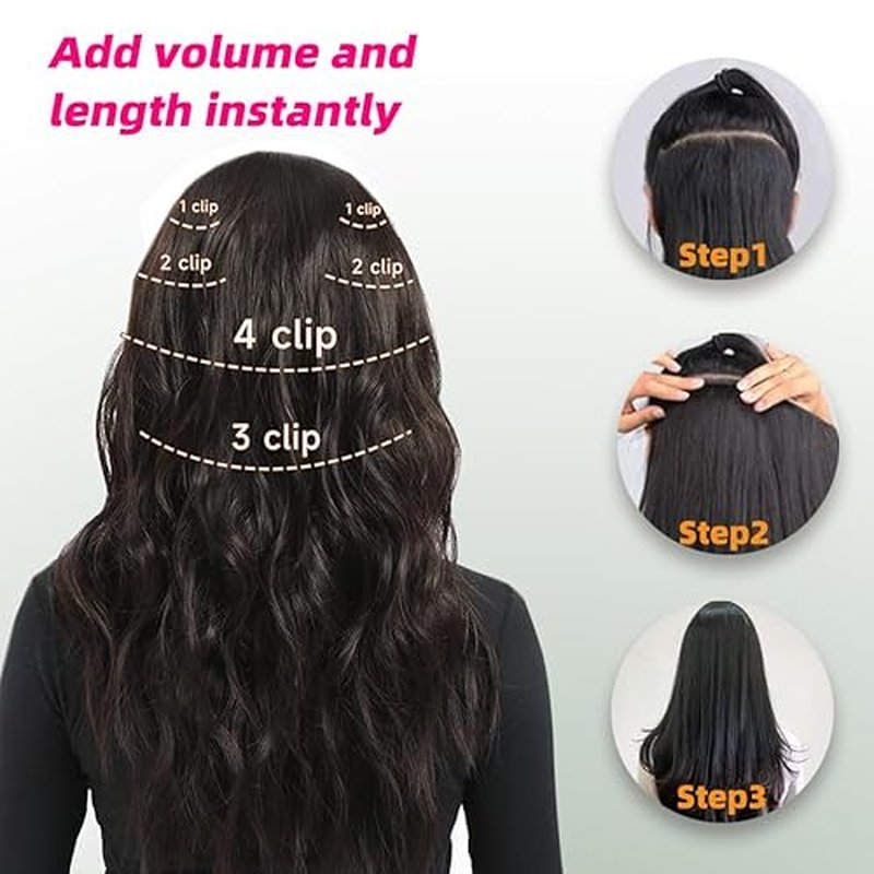 Straight Clip in Hair Extensions Real Human Hair, 7Pcs 20 Inch 110g #33 Auburn Brown Invisible Natural Soft Real Human Hair Extensions Clip ins, Double Weft Hair Extensions Real Human Hair for Women