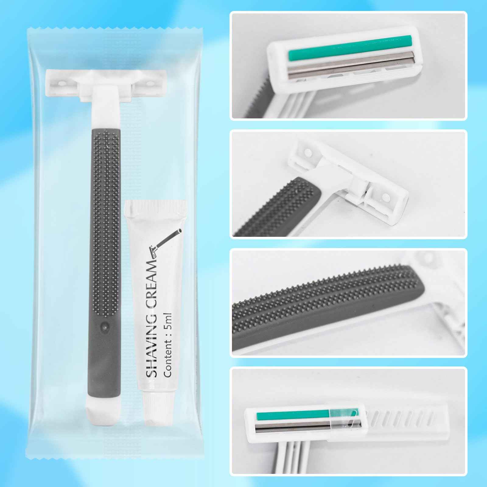 Disposable Razors Bulk, Razors Individually Wrapped Bulk, Travel Razors Bulk With Shaving Cream For Hotels, Shelters, Homeless, Nursing Homes, Charities, Churches, Gray (60-PACK)