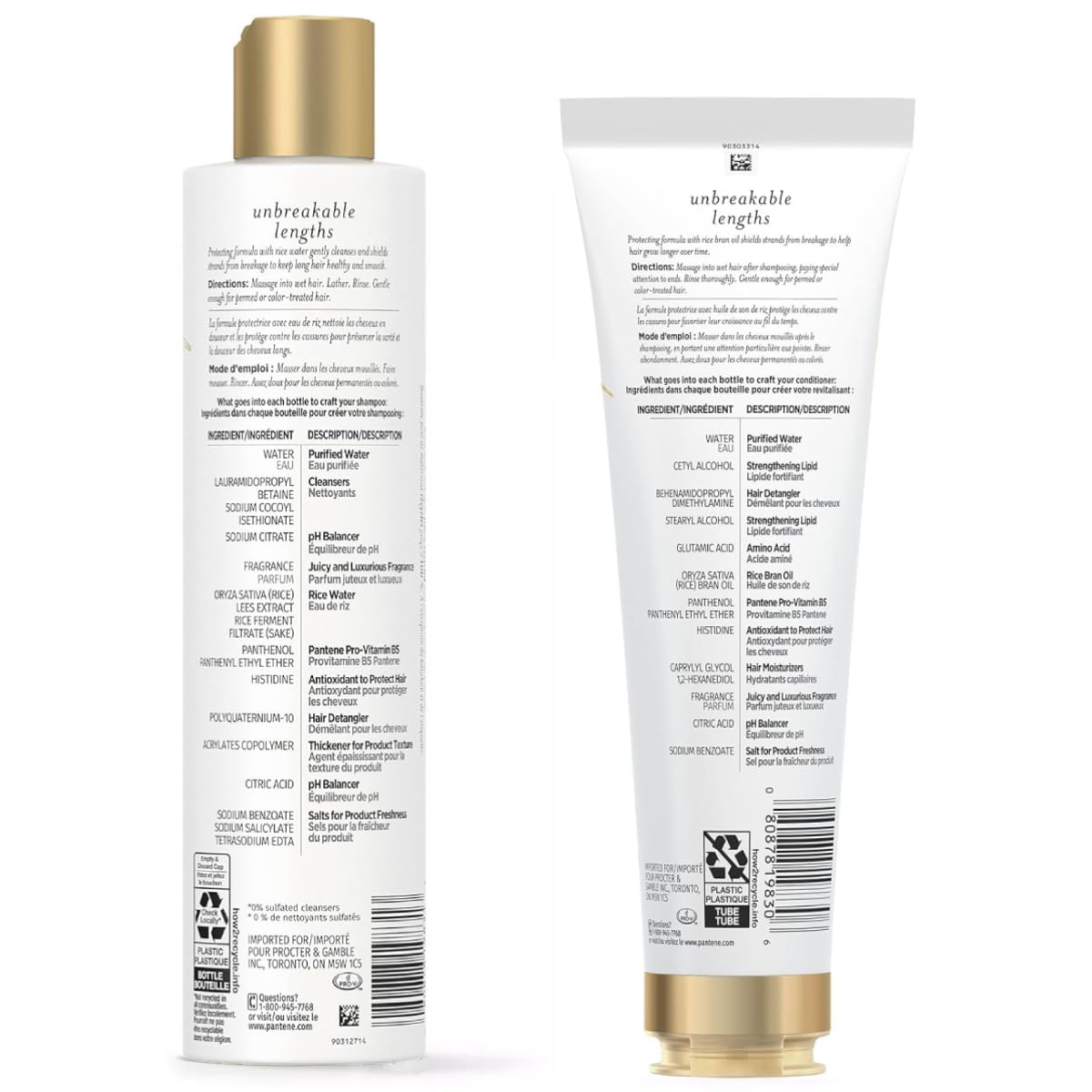 Pantene Unbreakable Lengths Shampoo & Conditioner Set | Nourishing Formula for Strong, Healthy Hair