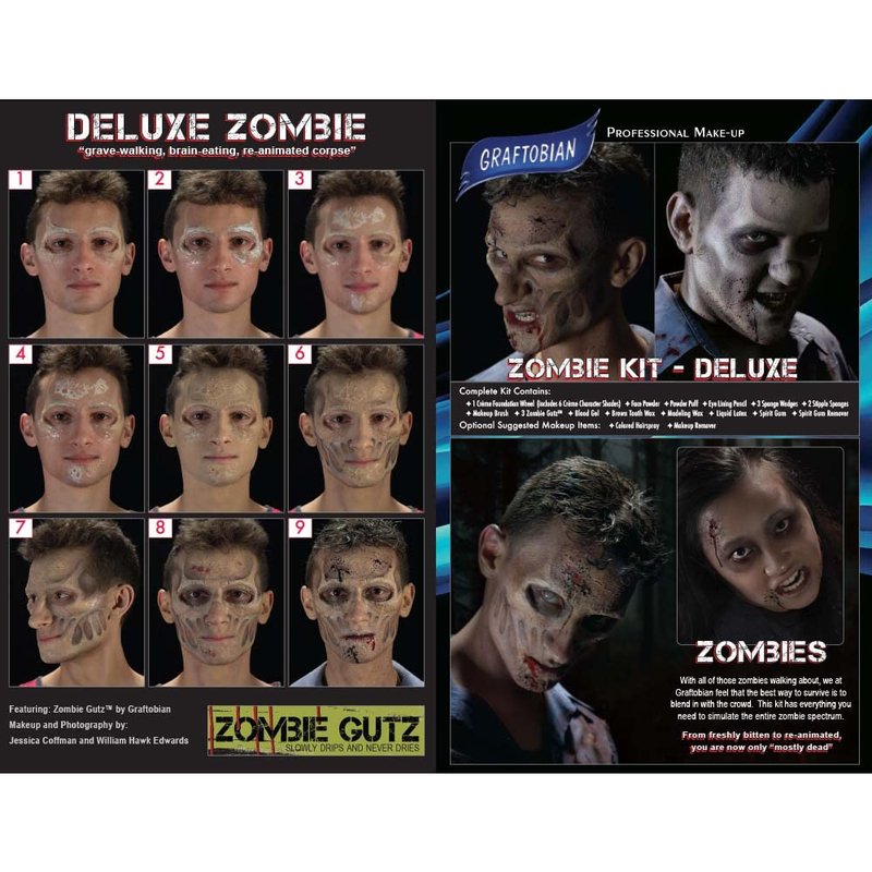 Graftobian Deluxe Zombie Makeup Kit - Theatrical Costume Makeup for Halloween & Cosplay | Complete Set