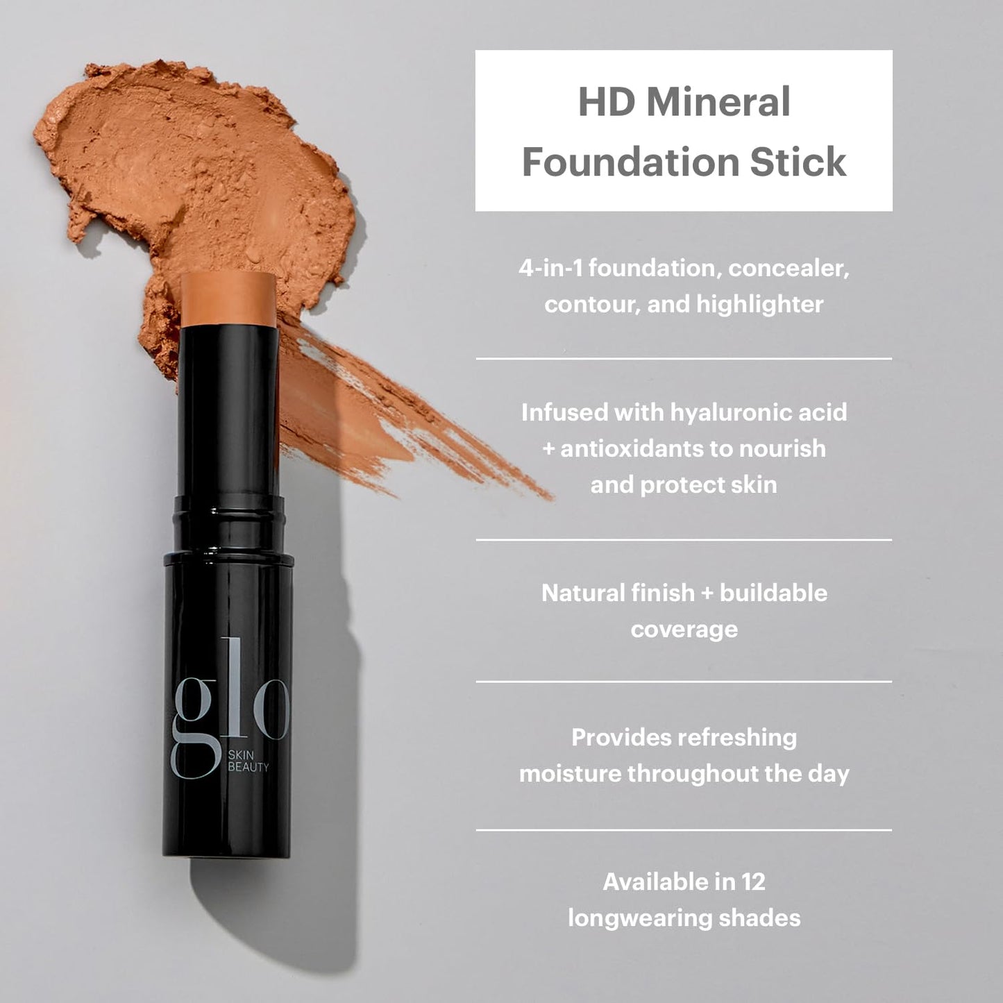Glo Skin Beauty HD Mineral Foundation Stick, Buildable Coverage, Umber 11W