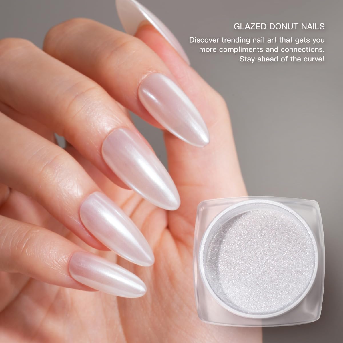 Pretty Diva 7 Colors Pearl Chrome Powder Set, Magic White Pearl Chrome Powder for Nails Aurora Iridescent Pearl Nail Chrome Powders Metallic Manicure Pigment