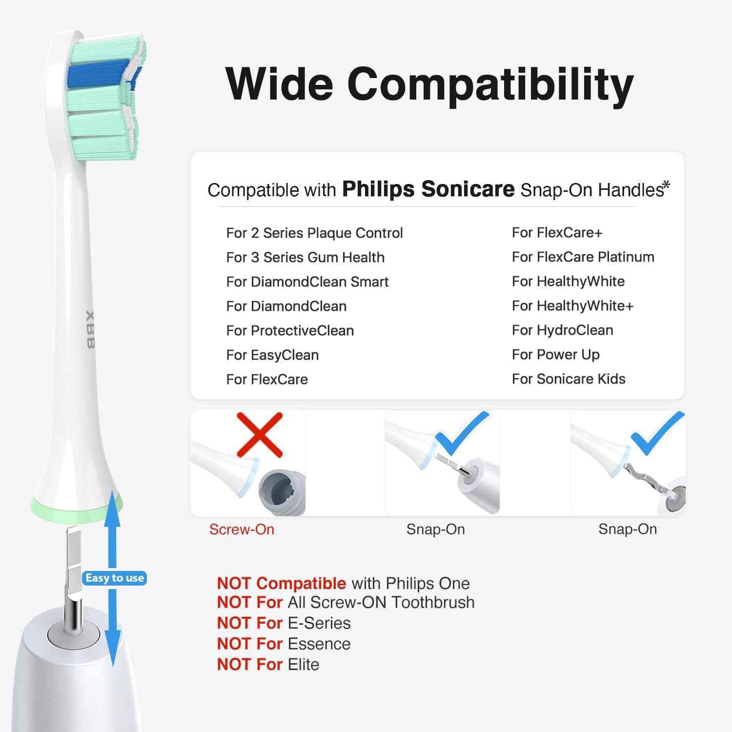 Replacement Toothbrush Heads for Philips Sonicare Replacement Heads,Electric Replacement Brush Head Compatible with Phillips Sonicare Toothbrush C2,C1,4100,for Philips Sonic Care Brush,10 Pcs.