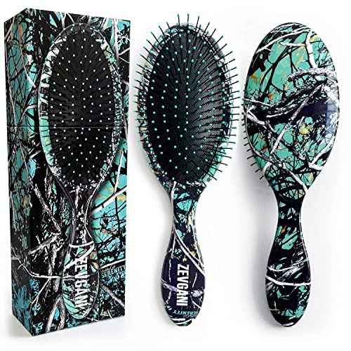 ZEVGANI Detangling Brush for Thick Curly Thin Long Short Wet or Dry Hair, Hairbrush for Women & Kids, Adds Shine Smooth Hair Comb Ultra-Soft Bristles Reduces Breakage, MuddyGirl (Turquoise)