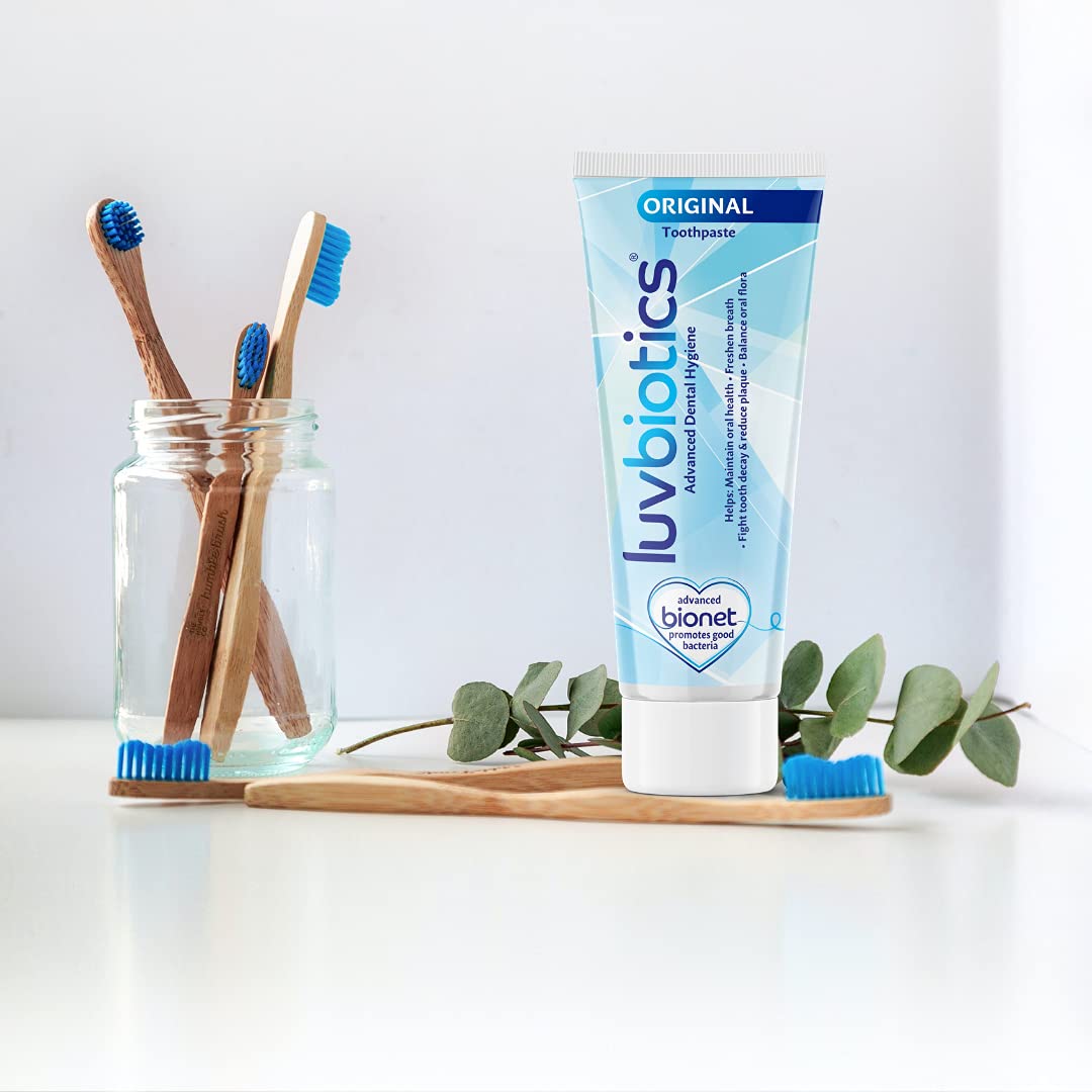 Luv Biotics Probiotic Mint Toothpaste with Xylitol & Aloe Vera – Fresh Breath, Cavity Protection, Microbiome Support & Healthy Gums – No Sulphates or Parabens - 3 x 75ml