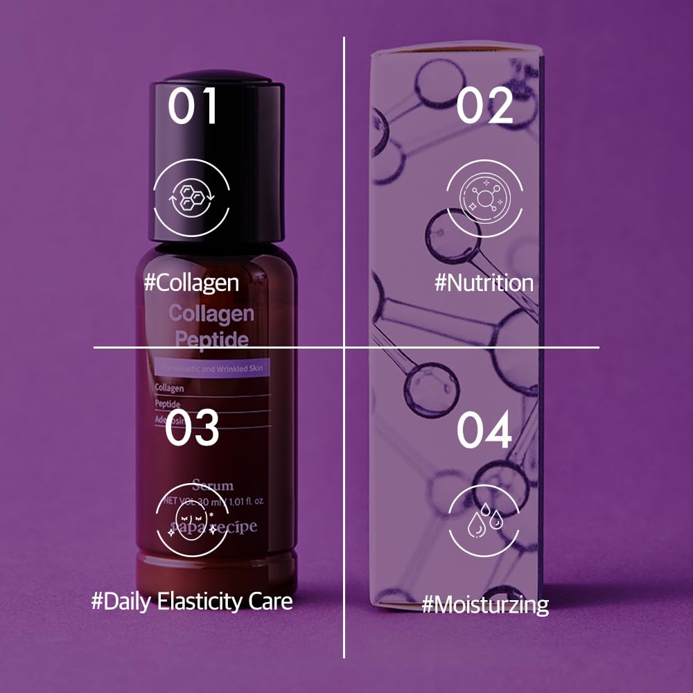 Papa Recipe Collagen Peptide Serum, Hydration & Moisture Boosting Facial Serum for Fine Lines & Wrinkles, Plump & Firm Sagging Skin, 30ml/1.01oz, Korean Skincare