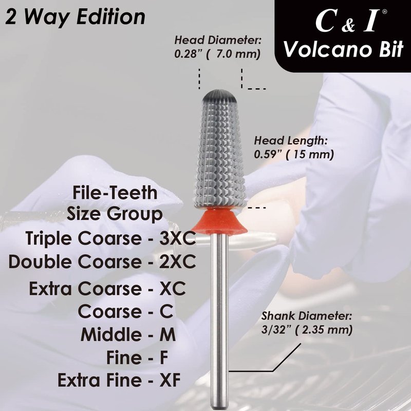 C&I Volcano Nail Drill, 2 Rotate Directions Design, Both for Left handed and Right Handed Nail Lovers, for Manicure Drill Machine (XXC)