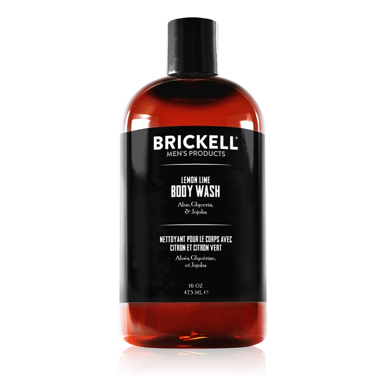 Brickell Men's Invigorating Body Wash for Men, Deep Cleaning Shower Gel with Aloe, Jojoba, and Vitamin E, Scented (Lemon Lime, 16 oz)