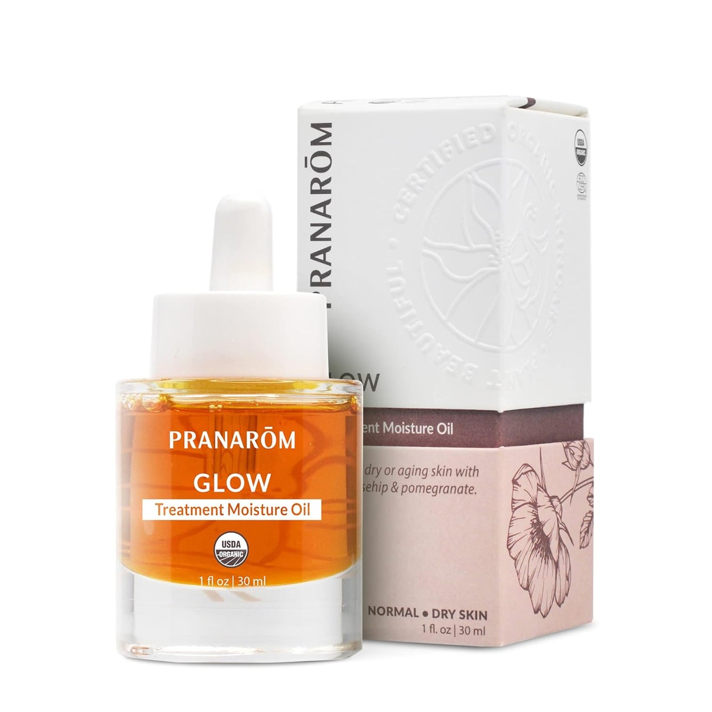 Pranarom Glow Treatment Moisture Oil - 100% Pure Essential Oil for Dry Skin | 1oz (30ml)