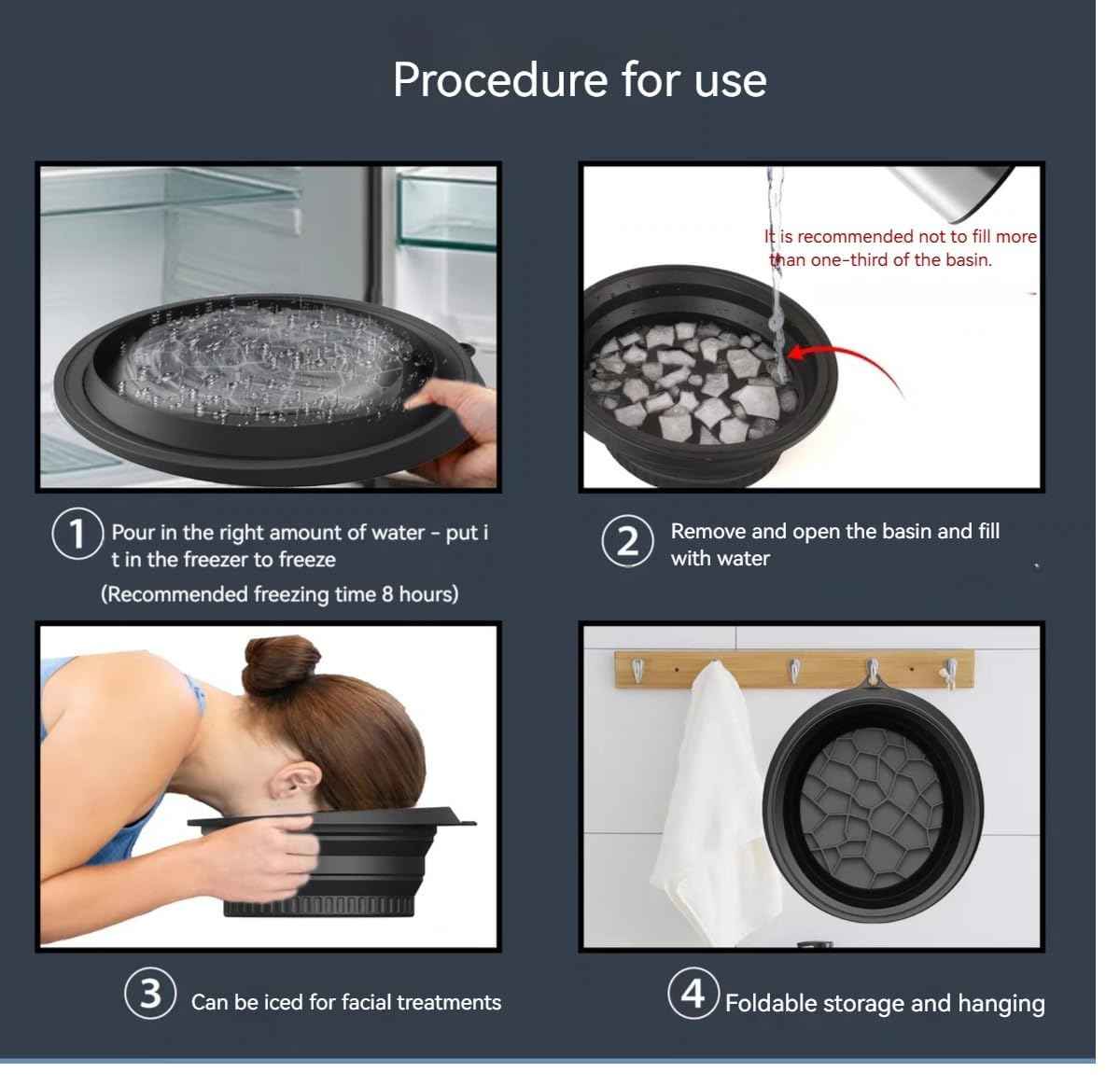 Face Bowl for Ice with Built-In Ice Tray Collapsible Silicone Facial Ice Bath Bowl for Cold Plunge Therapy Portable Spa Tool for Skin Tightening and Acne Relief Perfect for Home and Travel Green