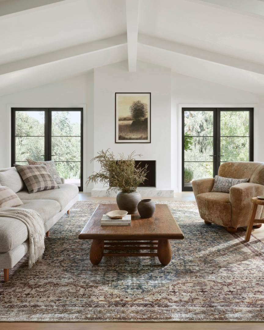 Loloi Amber Lewis Georgie Collection GER-04 Teal/Antique 5'-0" x 7'-6", .19" Pile Height, Area Rug