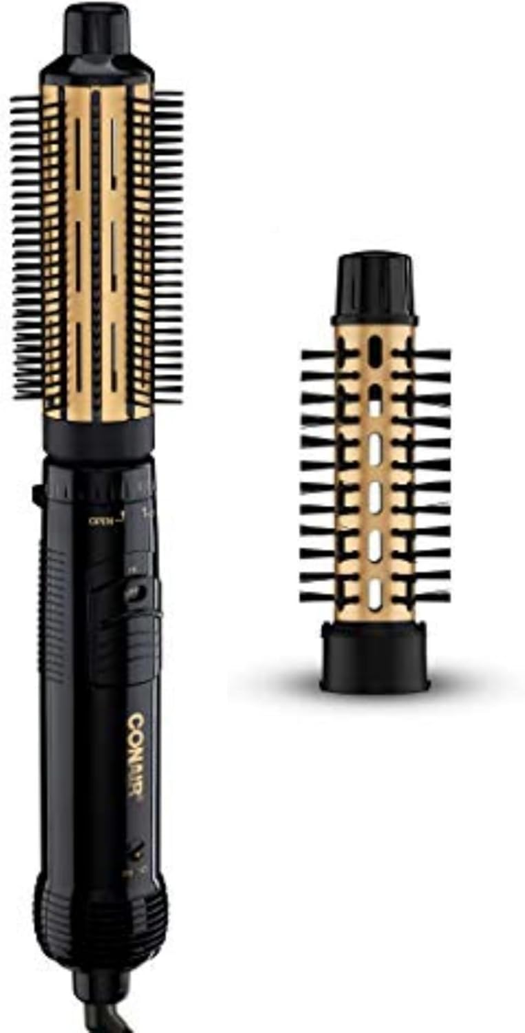 Conair 2-in-1 Hot Air Curling Combo - 1.5-Inch Curl Brush & 1-Inch Aluminum Bristle Brush