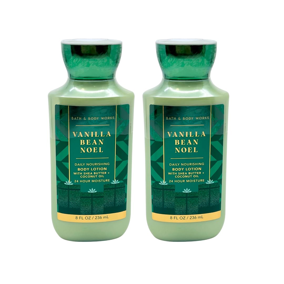 Bath & Body Works VANILLA BEAN NOEL Body Lotion Gift Set with a Blue Bow for Holiday & Gifts - Pack of 2 (2023 Edition)