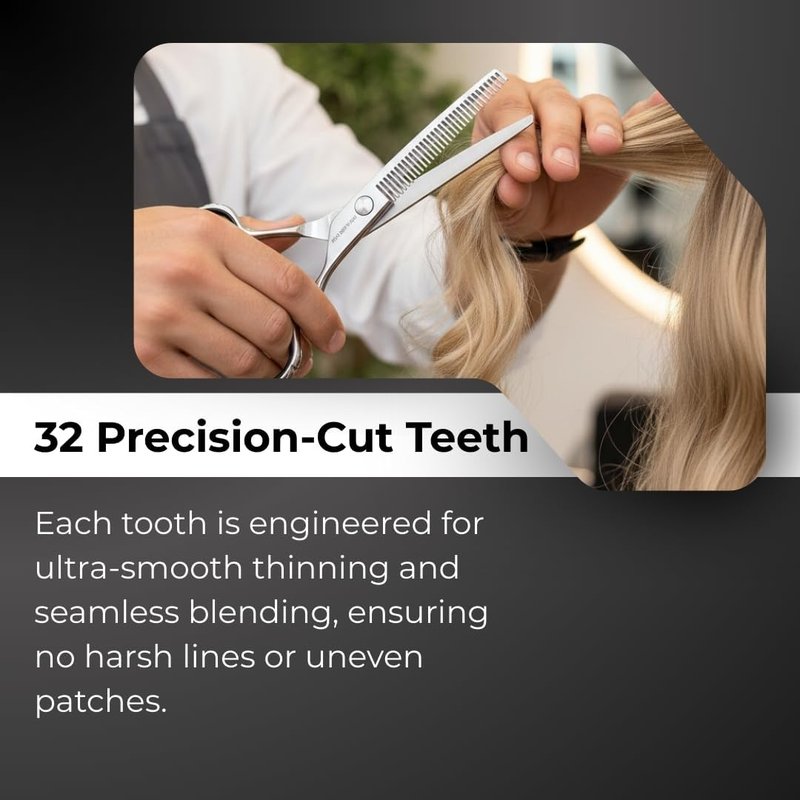 Hair Thinning Scissors - 6" Stainless Steel Blending Shears with 32 Teeth | Professional Razor Edge Tool for Barbers & Stylists