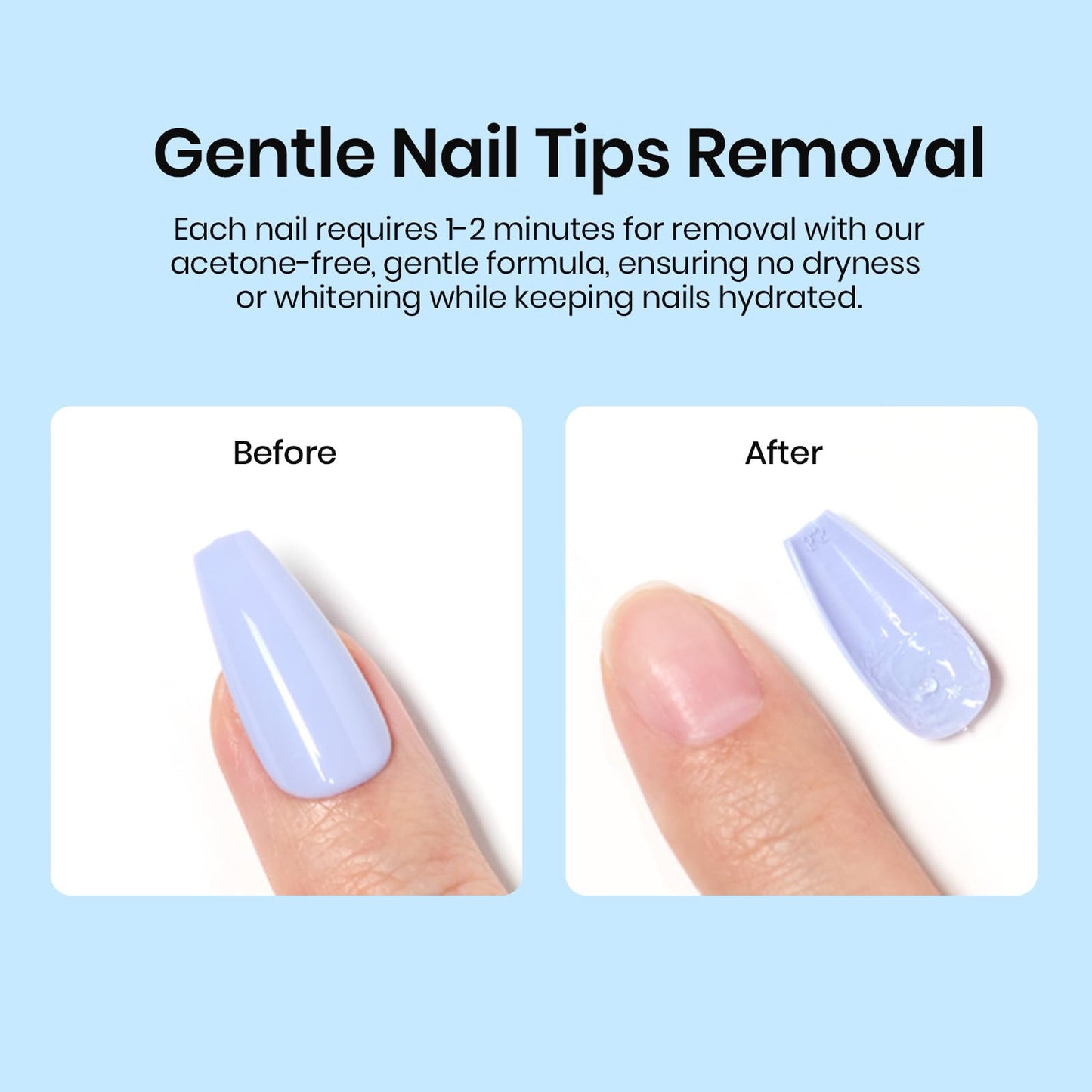Beetles Nail Glue Remover with Cuticle Tool, 1 Pcs 20ml Press on Nail Remover Non-Acetone Adhesive for False Nail Tips Gentle Formula Not for UV Nail Glue Gel